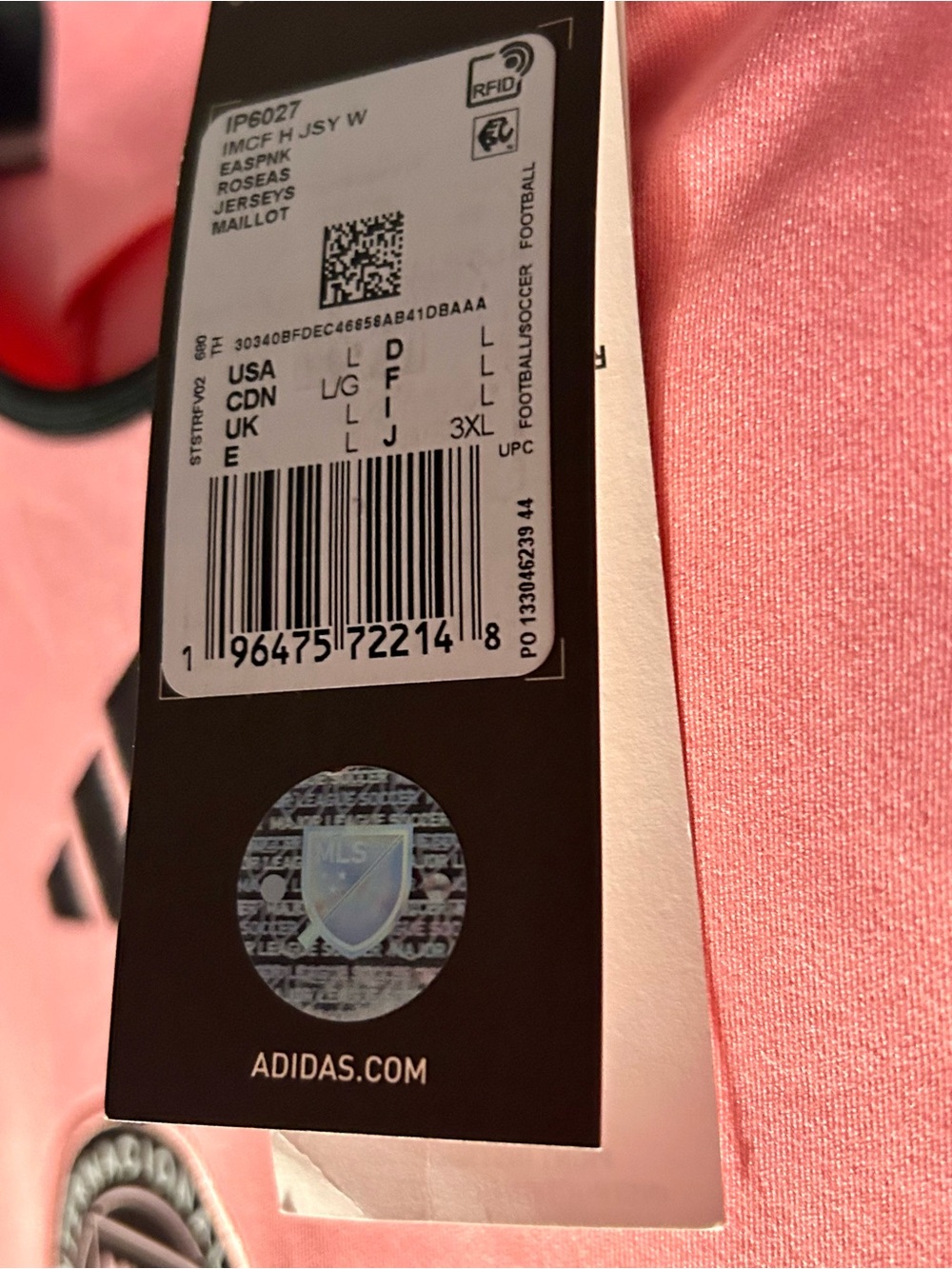 NWT Miami jersey, MLS. Ladies Large, pink Adidas inter Miami jersey. Slim fit. - Picture 2 of 16